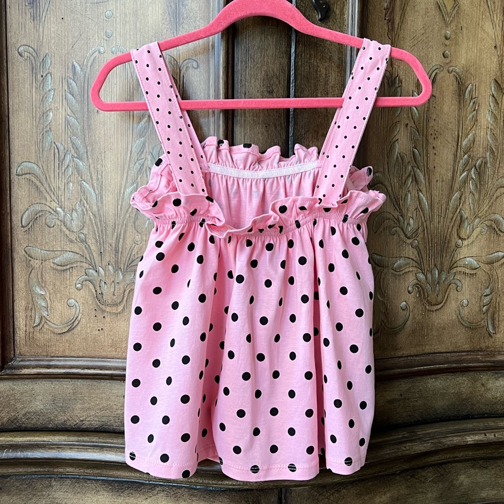 NWT Zara Girls Pink Cotton Retro Polka Dots Top Size 9 10 - Picture 2 of 11